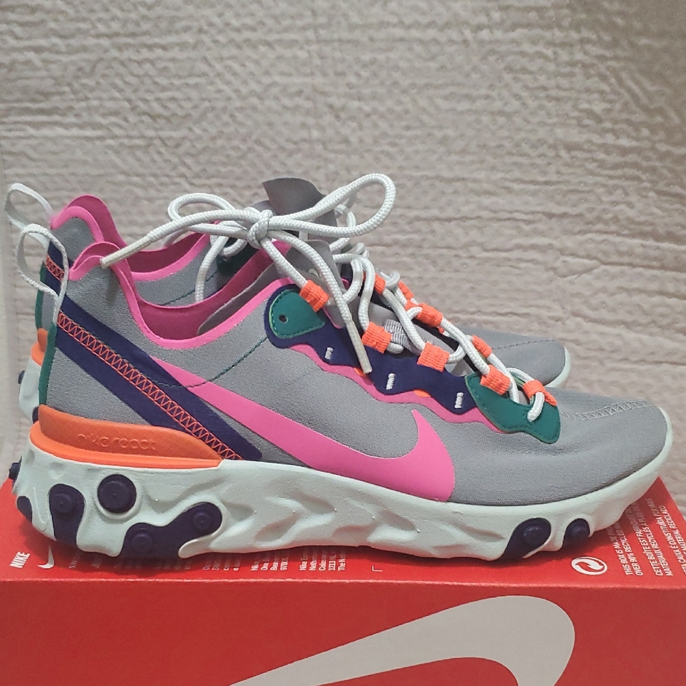 Nike React Element 55 Wolf Grey/Laser Fuchsia
